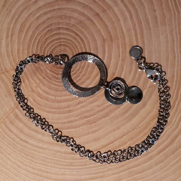 Silpada Hammered Sterling Silver Open Disk with Swirl Charm Necklace - Picture 3 of 3